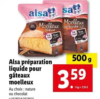 Lidl Alsa préparation liquide pour gâteaux moelleux offre