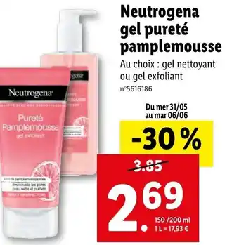 Lidl Neutrogena gel pureté pamplemousse offre