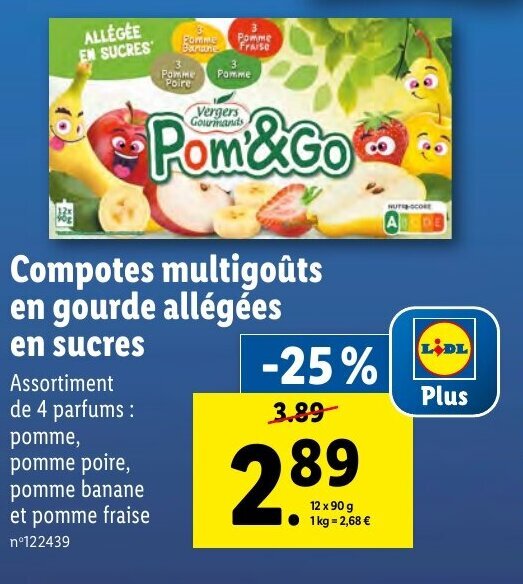 Promo Compotes multigoûts en gourde allégées chez Lidl