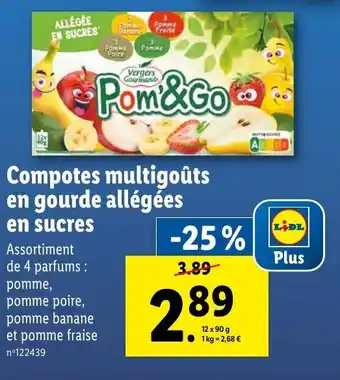 Lidl Compotes multigoûts en gourde allégées offre