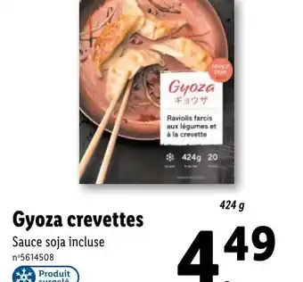 Lidl Gyoza crevettes Sauce soja incluse offre