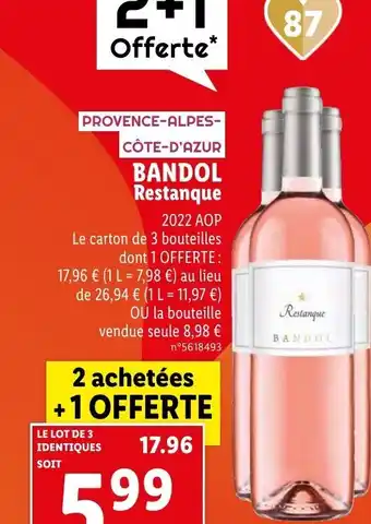 Lidl BANDOL Restanque offre