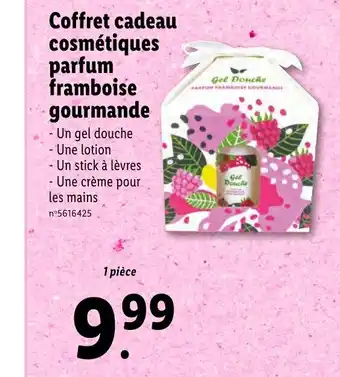 Lidl Coffret cadeau cosmétiques parfum framboise gourmande offre