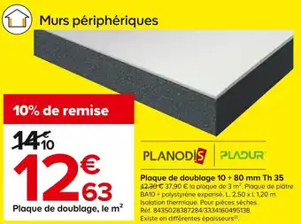 Castorama Planodis plaque de doublage 10 + 80 mm th 35 offre