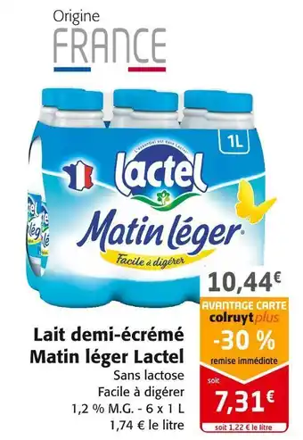 Colruyt Lactel lait demi-écrémé matin léger offre