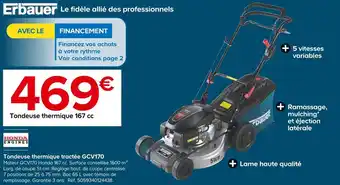 Castorama Erbauer tondeuse thermique tractée gcv170 offre