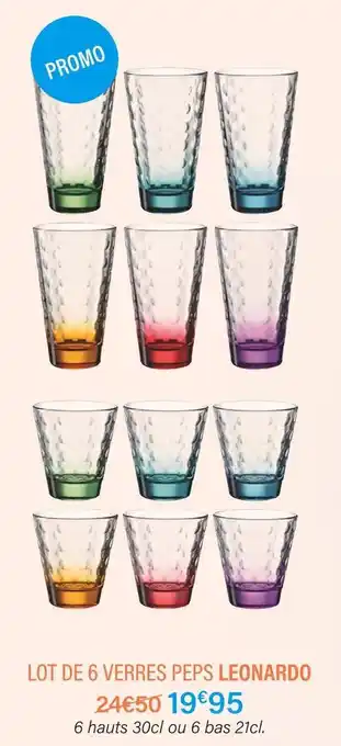 Ambiances & Styles Leonardo lot de 6 verres peps offre