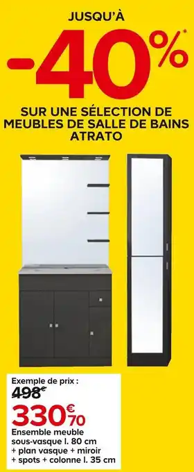 Castorama Ensemble meuble sous-vasque l. 80 cm + plan vasque + miroir + spots + colonne l. 35 cm offre