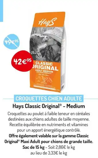 Médor et Compagnie Hays classic original croquettes chien adulte offre