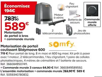 Castorama Somfy motorisation de portail coulissant slidymoove 600 offre