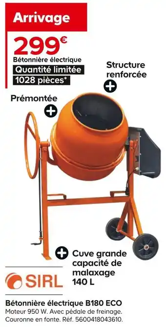 Sirl bétonniÚre électrique b180 eco