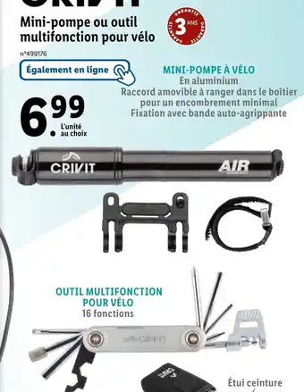 Lidl Mini-pompe ou outil multifonction pour vélo offre