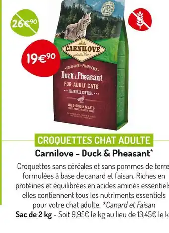 Médor et Compagnie Carnilove croquettes chat adulte offre