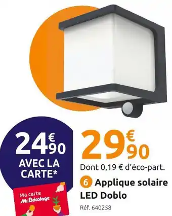 Mr Bricolage Applique solaire led doblo offre