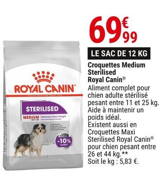 Gamm vert Royal canin croquettes medium sterilised offre