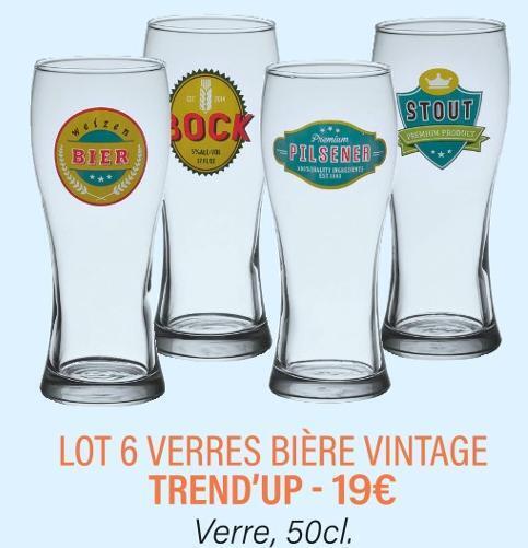 Ambiances & Styles Trend’up lot 6 verres bière vintage offre