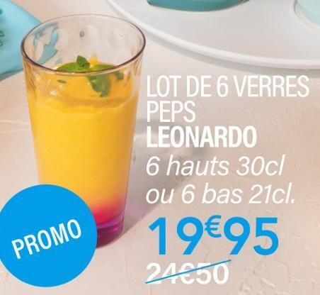 Ambiances & Styles Lot de 6 verres peps leonardo offre