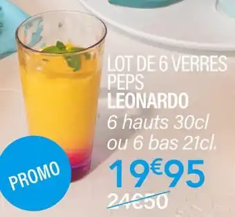 Lot de 6 verres peps leonardo