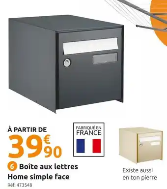 Boîte aux lettres home simple face