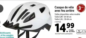 Lidl Casque de vélo avec feu arrière offre