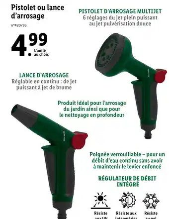 Lidl Pistolet ou lance d'arrosage offre