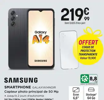 Pulsat Samsung smartphone galaxya14noir offre