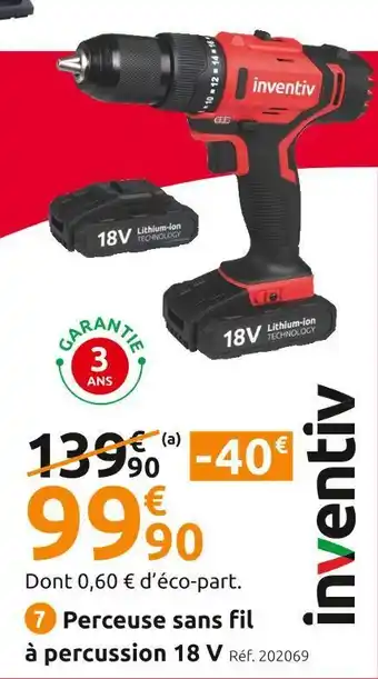 Mr Bricolage Inventiv perceuse sans fil à percussion 18 v offre