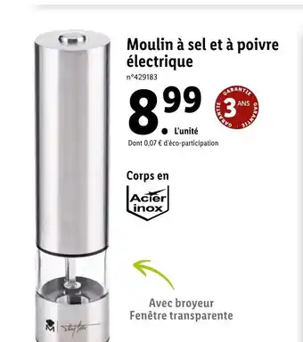 Lidl Moulin à sel et à poivre électrique offre
