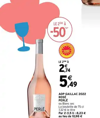 Intermarché AOP GAILLAC 2022 ROSÉ PERLÉ offre