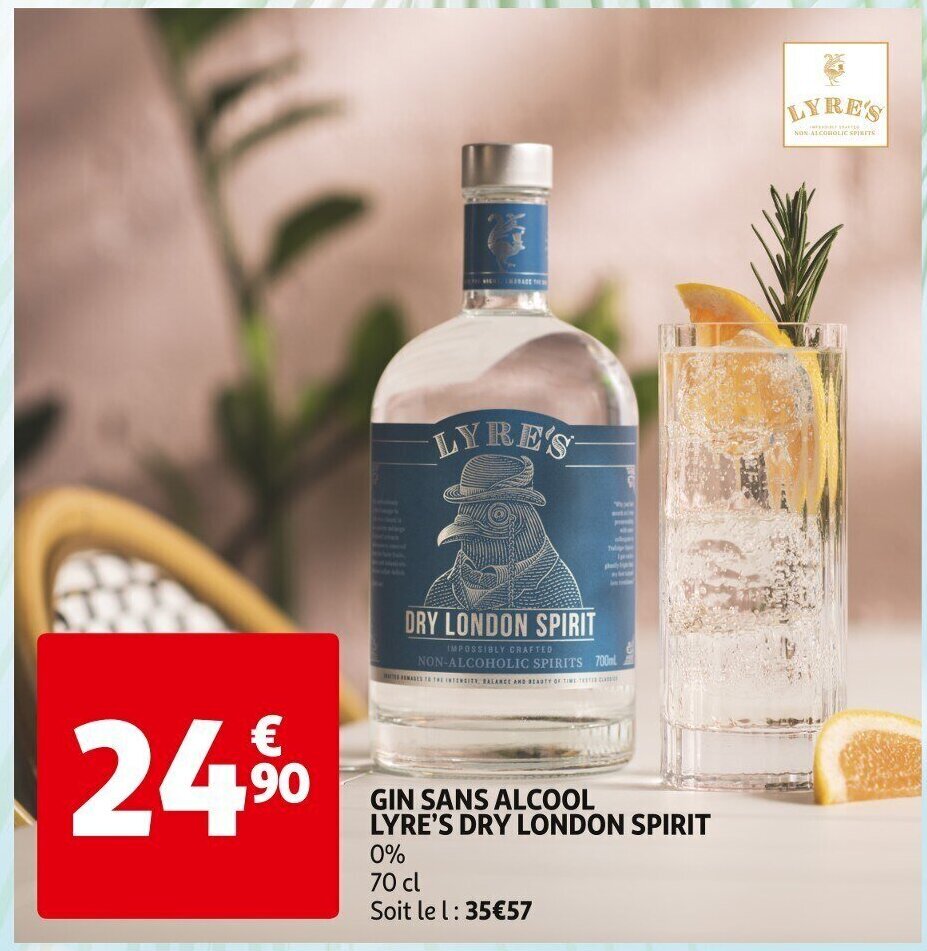 Promo GIN SANS ALCOOL LYRE'S DRY LONDON SPIRIT chez Auchan