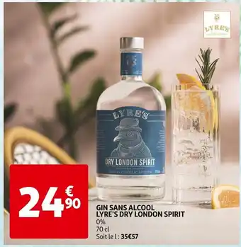 Auchan GIN SANS ALCOOL LYRE'S DRY LONDON SPIRIT offre