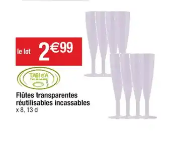 Flûtes transparentes réutilisables incassables x 8, 13 cl