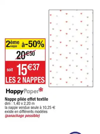 Cora x Carrefour Happy Paper Nappe pliée effet textile dim: 1,40 x 2,20 m offre