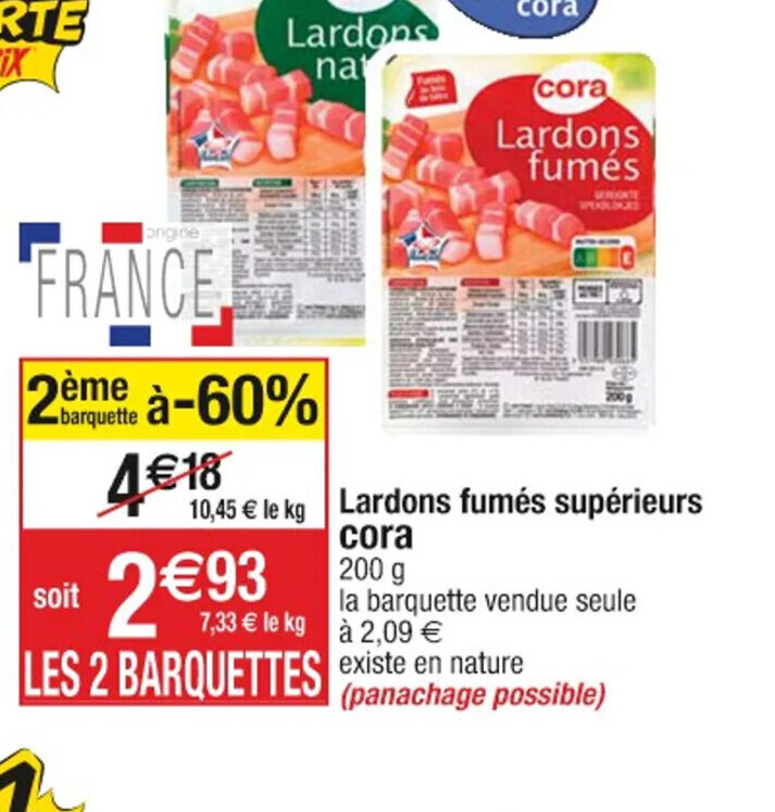 Cora Lardons fumés supérieurs cora offre