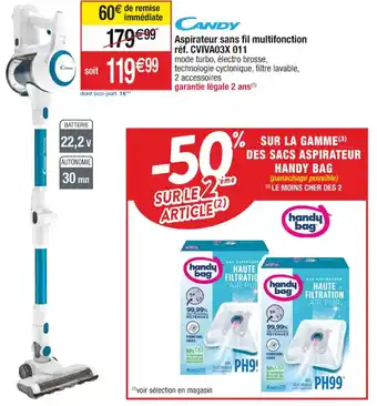Cora x Carrefour CANDY Aspirateur sans fil multifonction offre