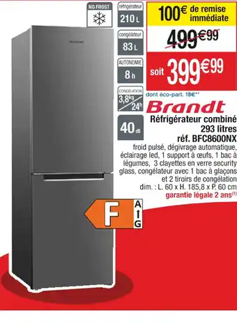 Cora x Carrefour Brandt Réfrigérateur combiné offre