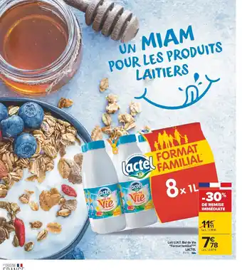 Carrefour Lait U.H.T. Bol de Vie "Format familial"(m) offre