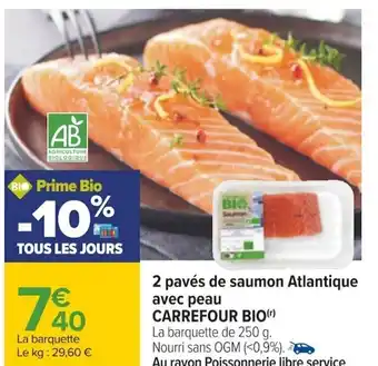 2 pavés de saumon Atlantique avec peau