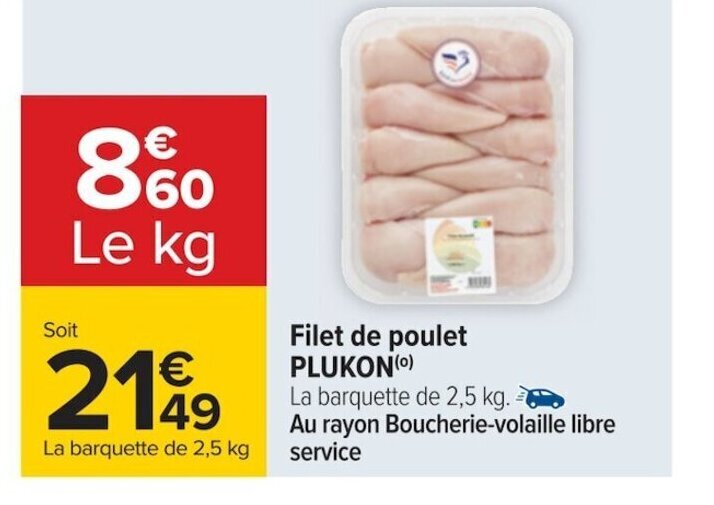 Carrefour Filet de poulet PLUKON(⁰) offre