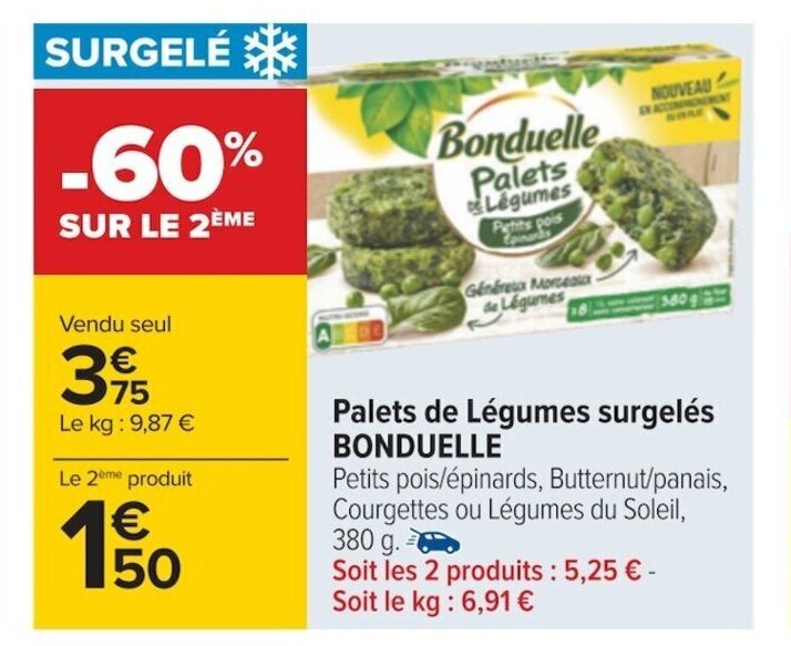 Promo Palets de Légumes surgelés BONDUELLE chez Carrefour