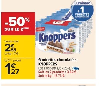 Carrefour Gaufrettes chocolatées KNOPPERS offre