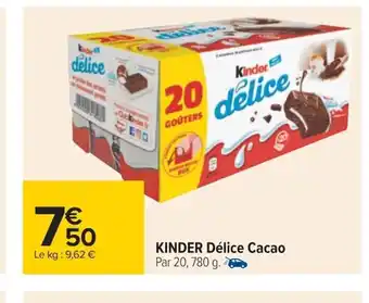 KINDER Délice Cacao Par 20, 780 g.