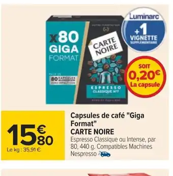 Carrefour Capsules de café "Giga Format" offre