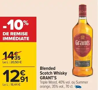 Carrefour Blended Scotch Whisky GRANT'S offre