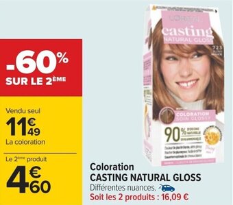 Carrefour Coloration CASTING NATURAL GLOSS offre