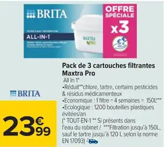 Carrefour Pack de 3 cartouches filtrantes Maxtra Pro offre