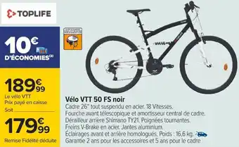 Carrefour Vélo VTT 50 FS noir offre