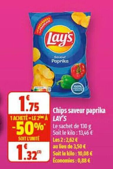 Coccinelle Supermarché Chips saveur paprika Lay's offre