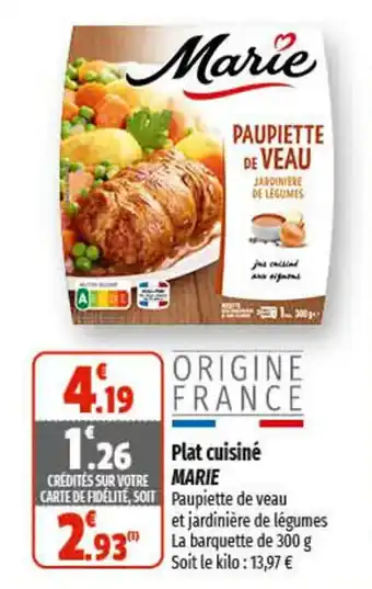 Coccinelle Supermarché Plat cuisiné Marie offre