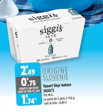 Coccinelle Supermarché Yaourt Skyr nature SIGGI'S offre